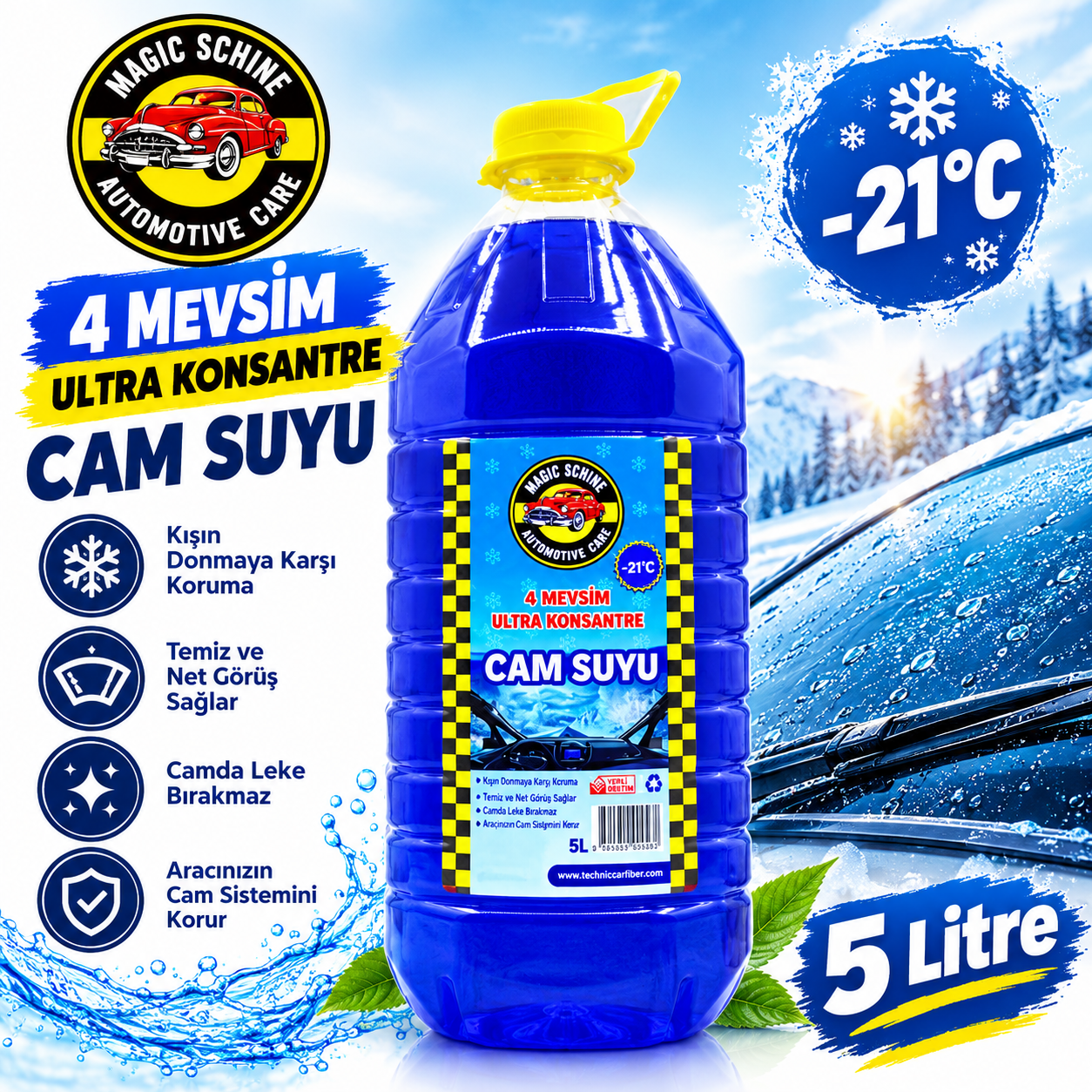 Antifrizli Şampuanlı Cam Suyu 5 litre