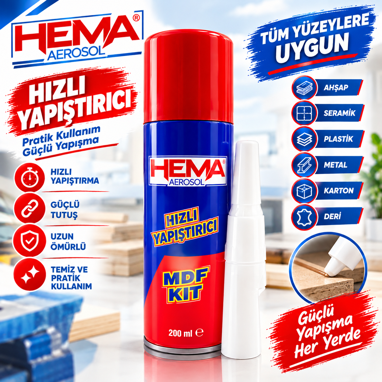 Hema Hızlı Yapıştırıcı MDF KIT 200 ml