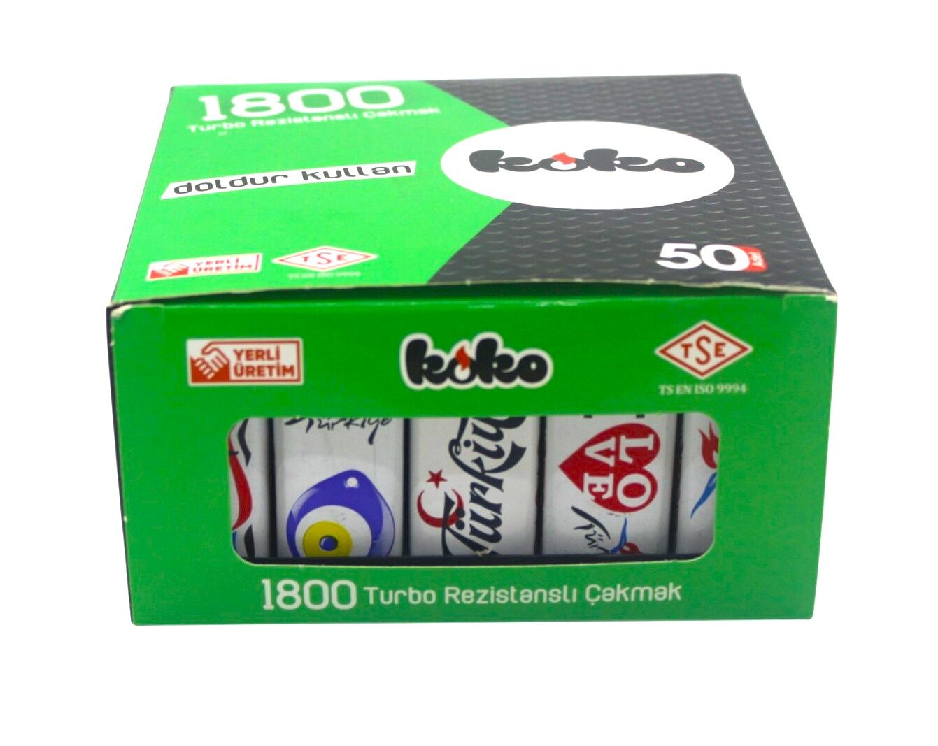 Koko 1800 Turbo Rezistanslı Çakmak 1 Pk. 50 Adet