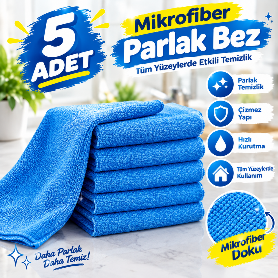 5'li 40x40 cm Oto Parlak Bez