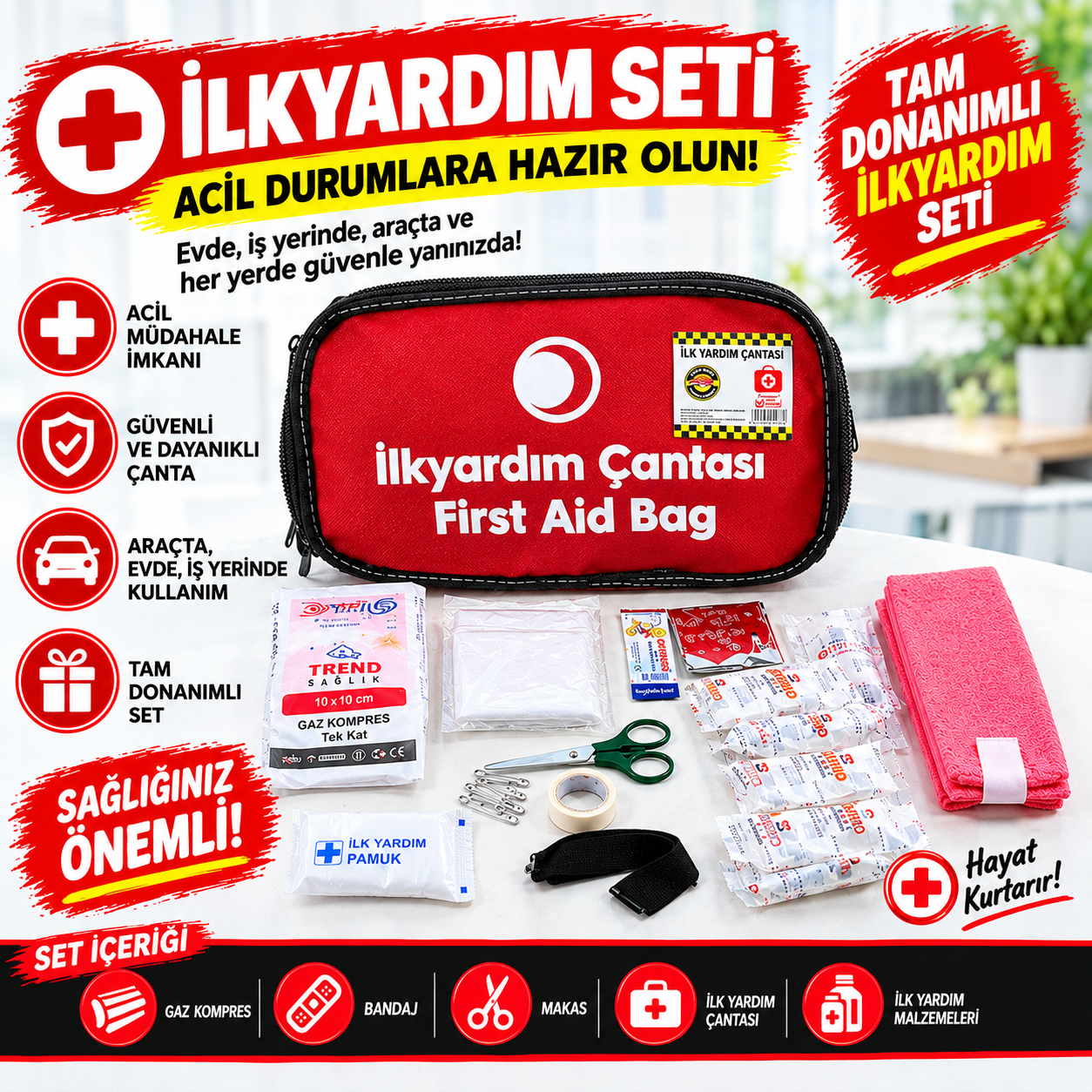 Mevzuata uygun Tuvtürk Uyumlu İlk Yardım Çantası - Ecza Çantası