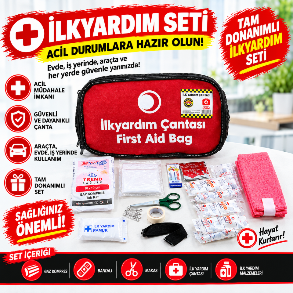 Mevzuata uygun Tuvtürk Uyumlu İlk Yardım Çantası - Ecza Çantası