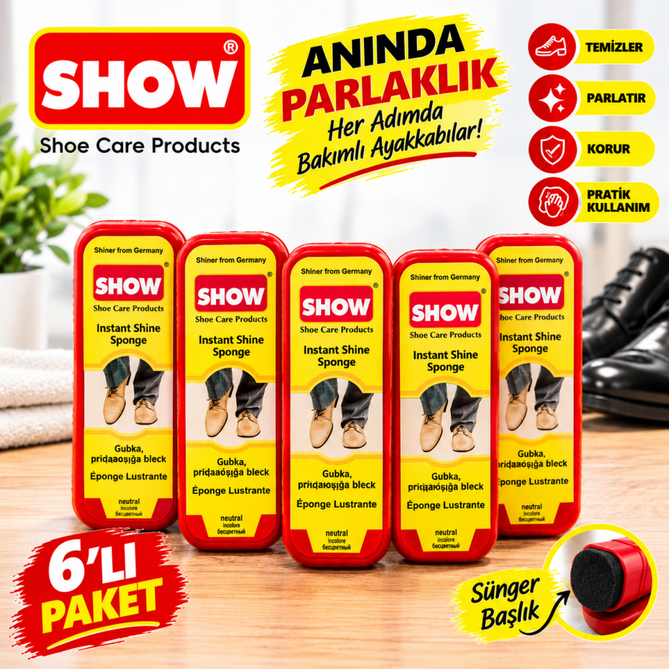 6'LI Show Yağlı Torpido - Ayakkabı Parlatıcı Sünger