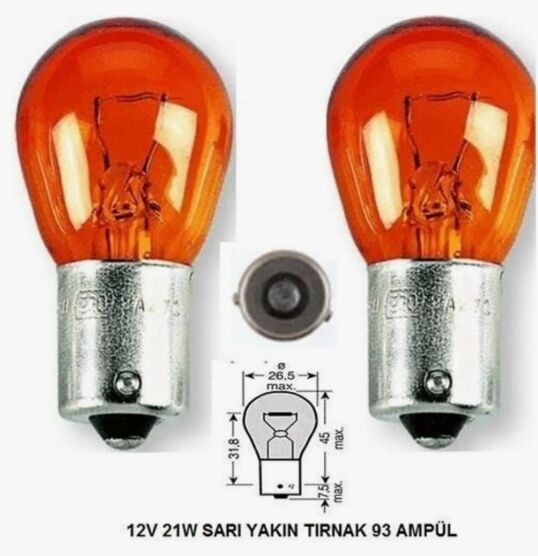 Magic Schine 12v 21 W 93 No  SARI Ampul 2'li (2 Adet)