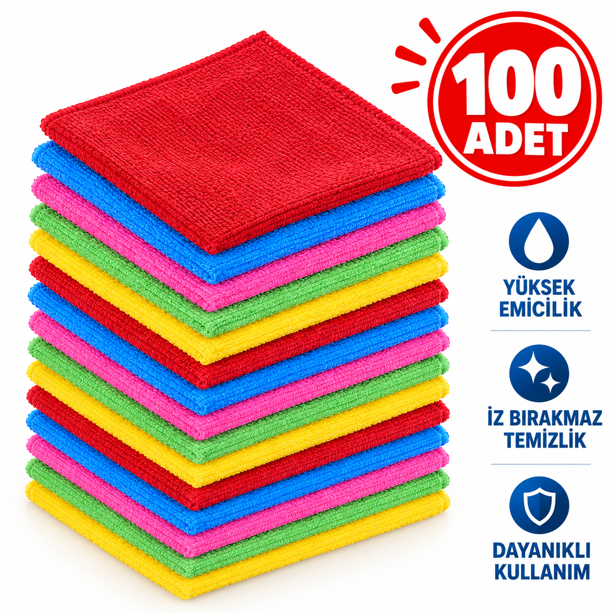 100'lü 40x30 cm Havlu Mikrofiber Bez