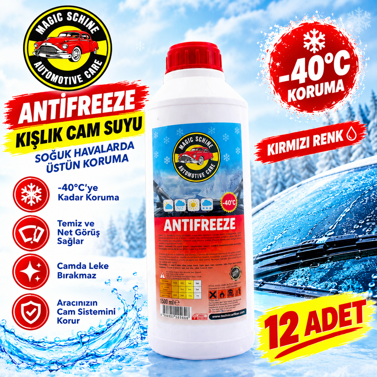 12'li -40° Organik Kırmızı Antifriz 1.5 litre