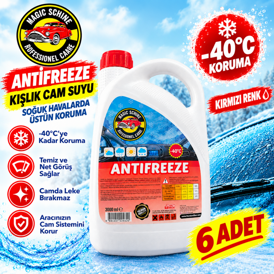 6'lı -40° Organik Kırmızı Antifriz 3 litre