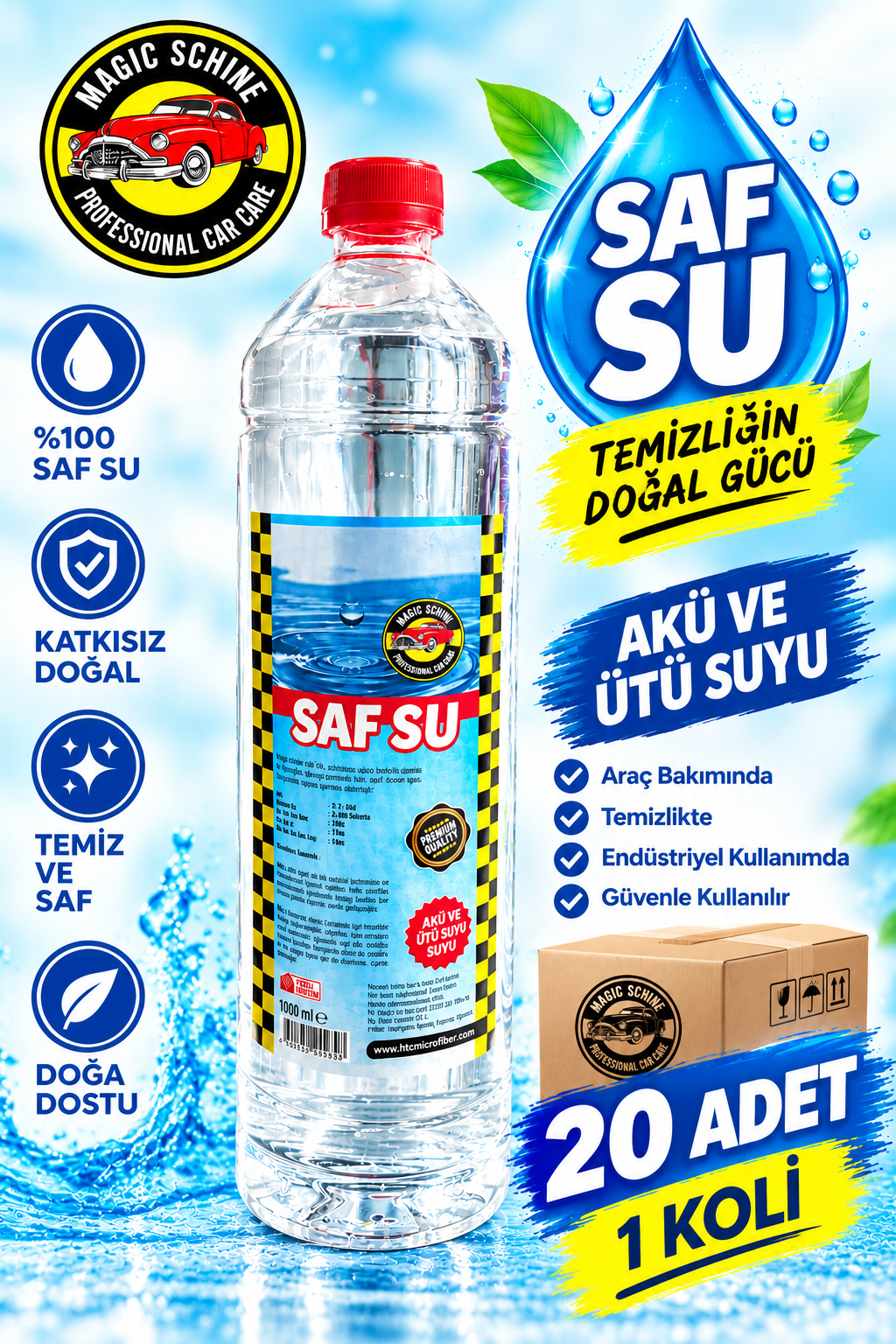 20'li Saf Su Ütü ve Akü Suyu 1 litre