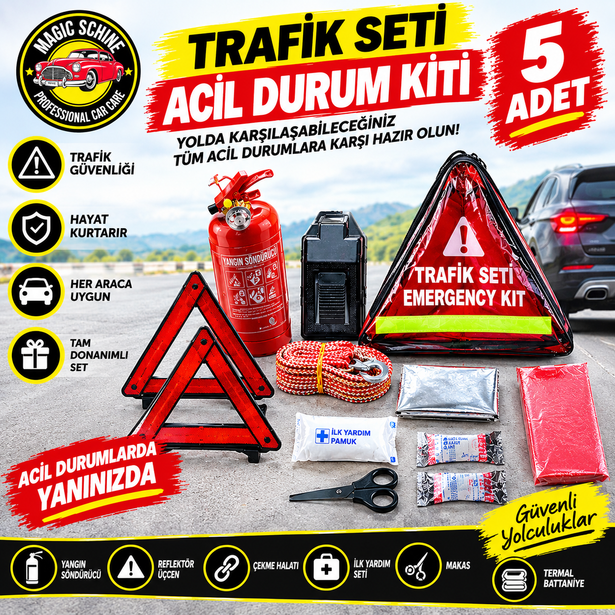 5'li Çantalı Lüx Trafik Seti Tüvtürk Uyumlu