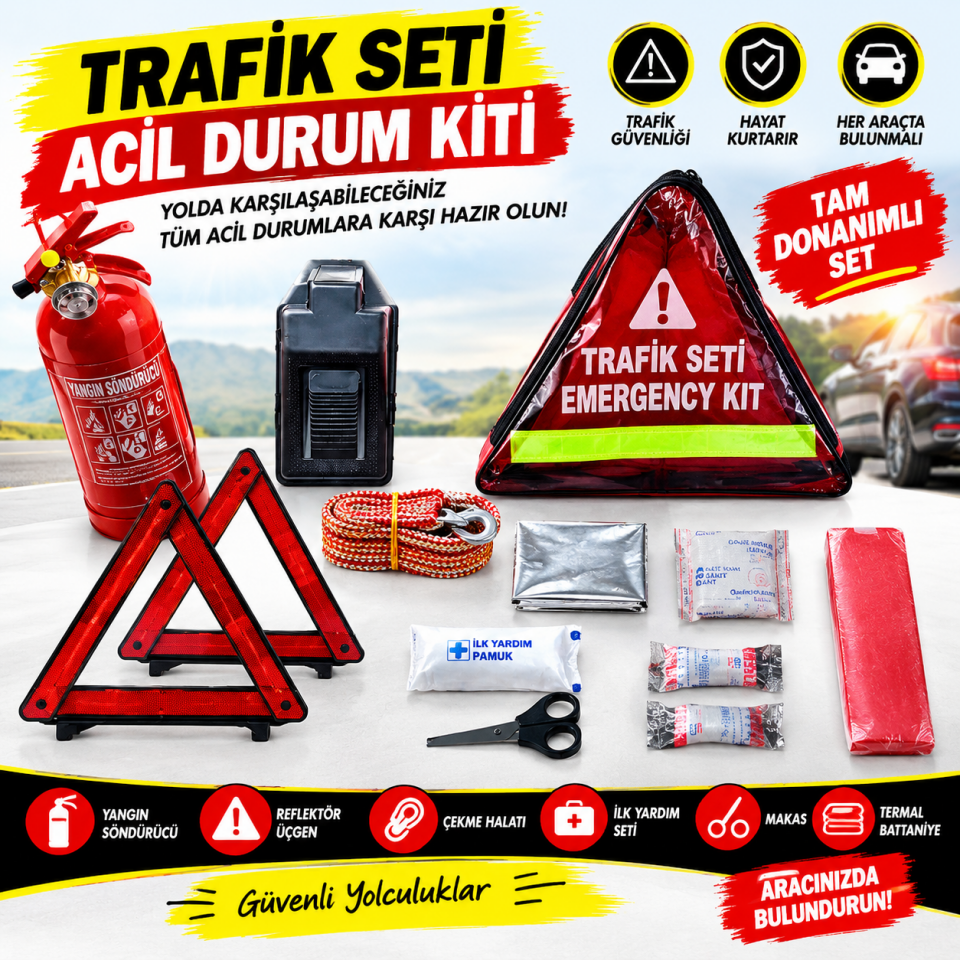 5'li Çantalı Lüx Trafik Seti Tüvtürk Uyumlu