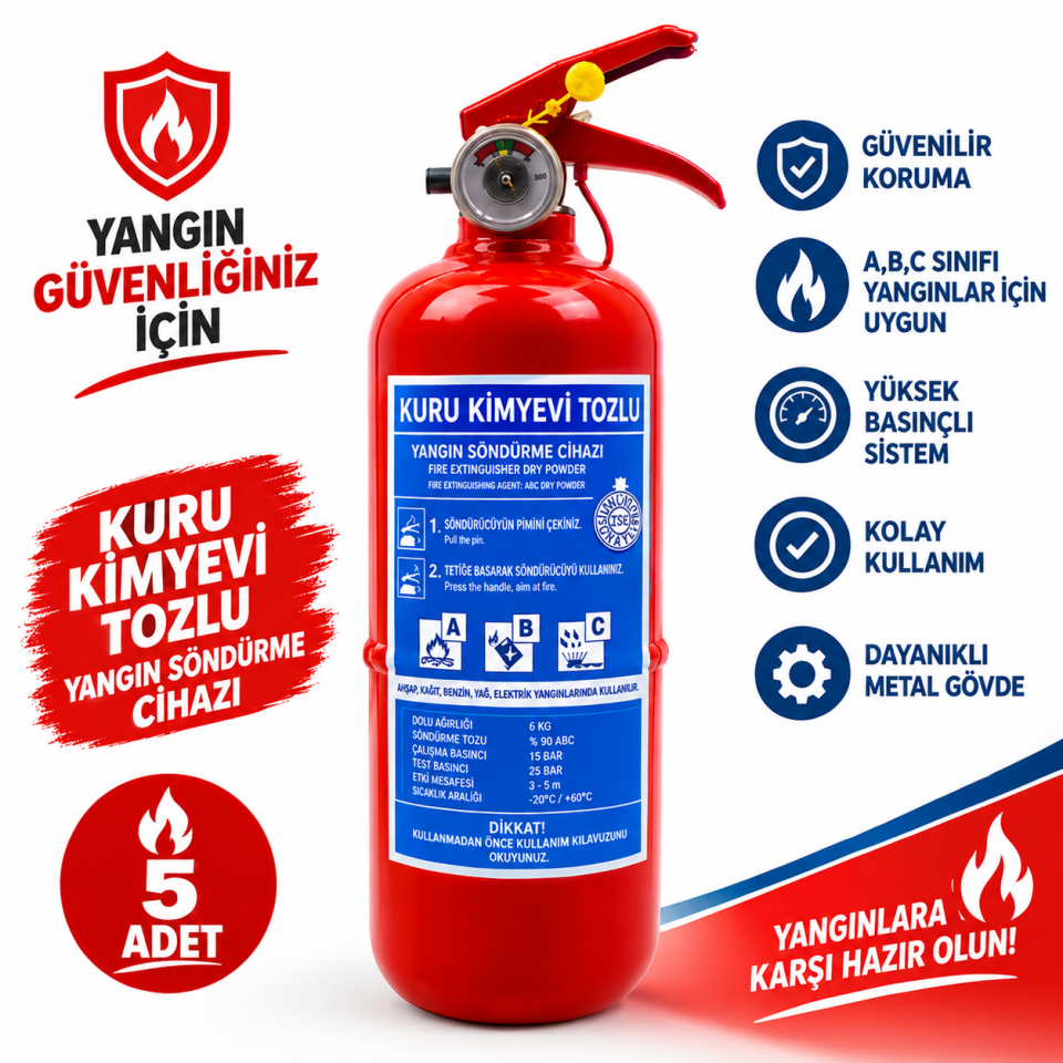 5'li 1 KG Yangın Söndürme Tüpü