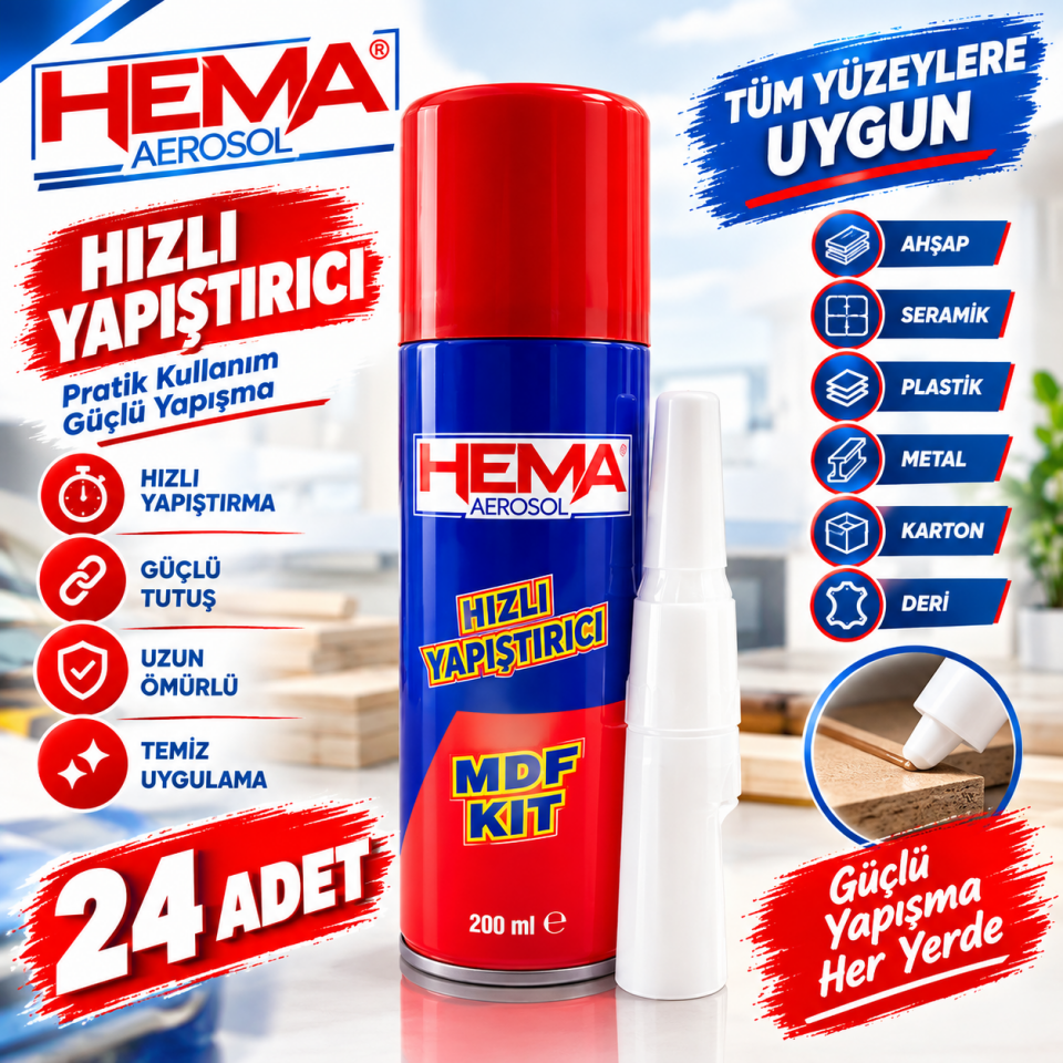 24'lü Hema Hızlı Yapıştırıcı MDF KIT 200 ml