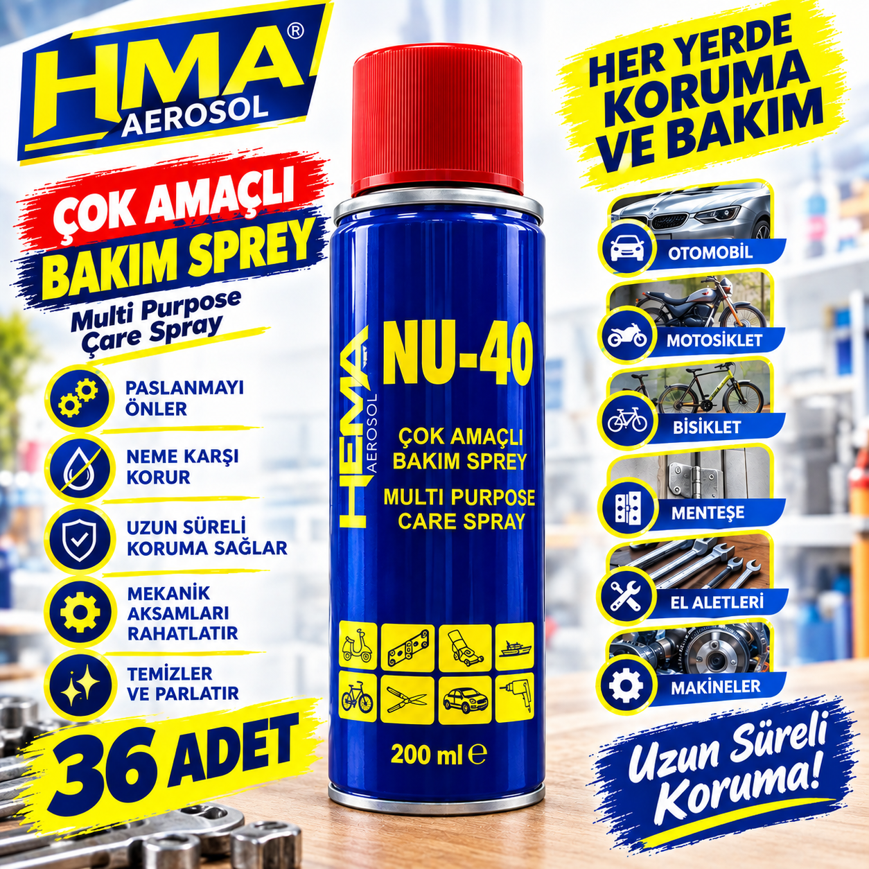 36'lı Hema NU-40 ÇOK AMAÇLI BAKIM SPREY 200 ml