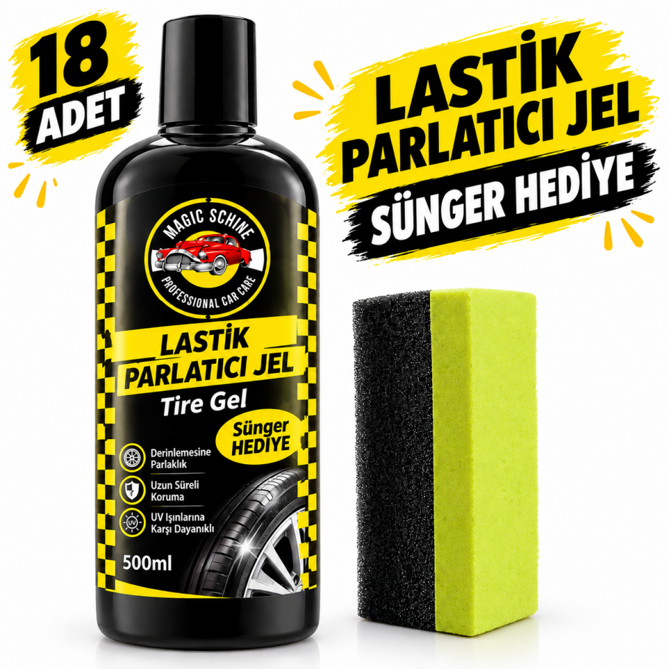 18'li Lastik Parlatıcı Jel- Sünger Hediyeli 500 ml