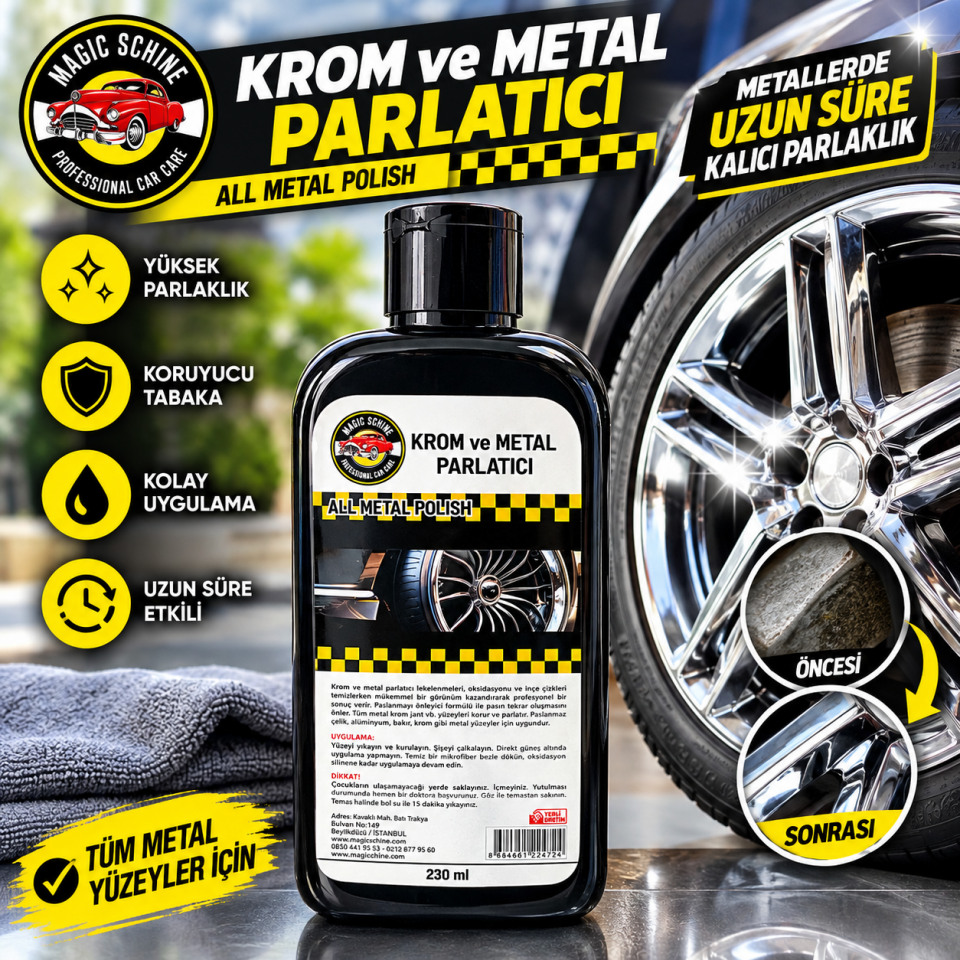 12'li Krom ve Metal Parlatıcı 230 ml